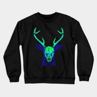 Deer Skull Interactive Green&Blue Filter T-Shirt By Red&Blue Crewneck Sweatshirt